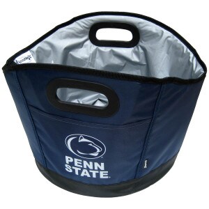 navy soft cooler bucket with Penn State below Athletic Logo